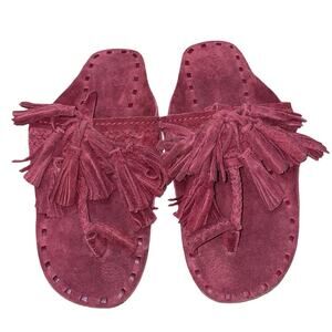 FIGUE SCARAMOUCHE Red Suede Tassels Sandals    Size: US 6